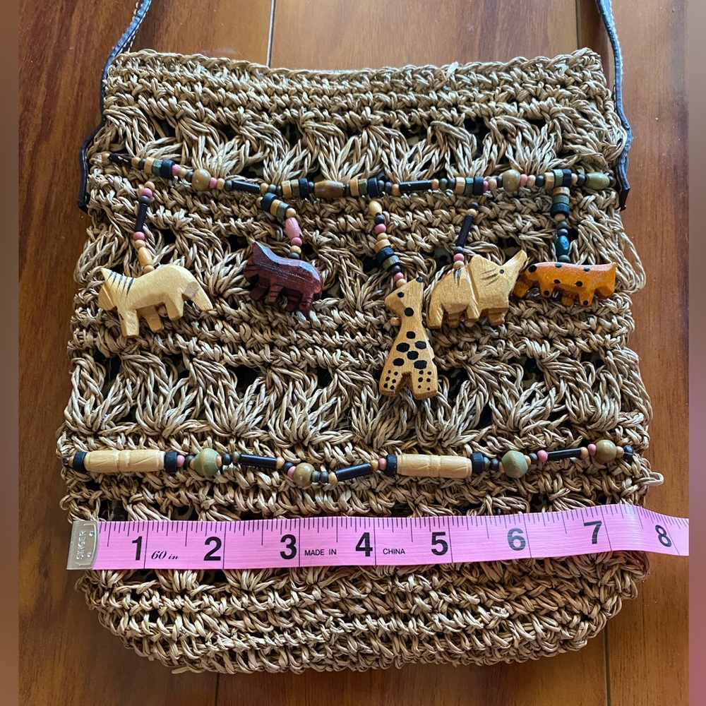 Cappelli Straworld Inc Purse With Wood Beads And Animals - Picture 7 of 8